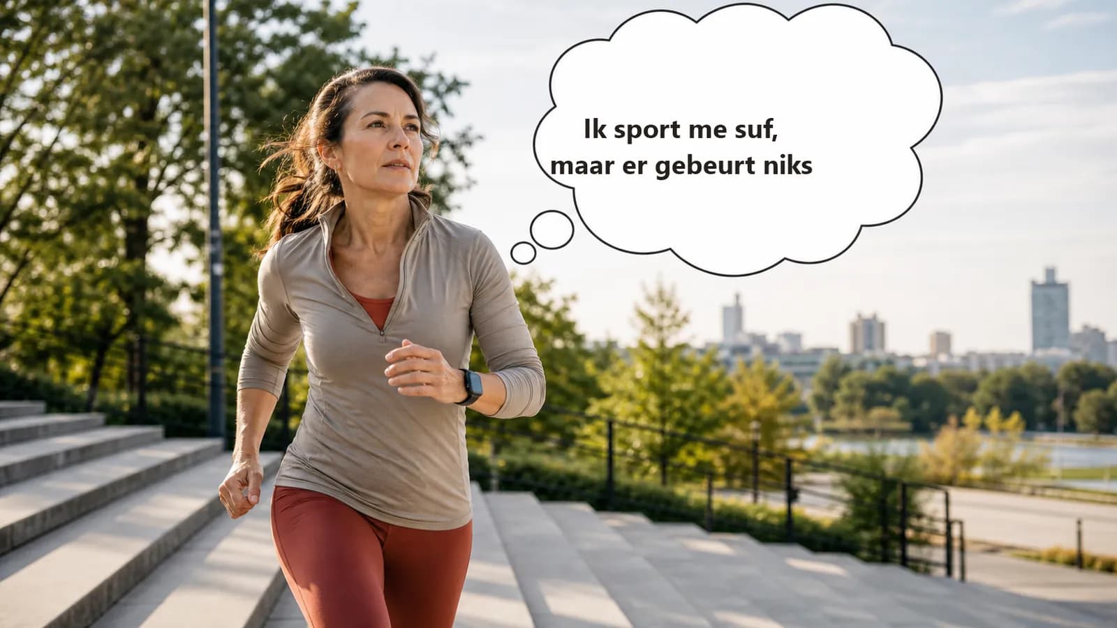 Vrouw wandelt buiten in de natuur als onderdeel van een hart-gezonde leefstijl.
